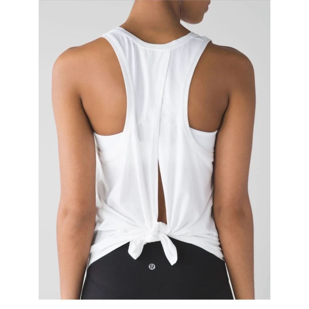 Lululemon All Tied Up Tank Top White Gymcore Athletic Yoga Workout Lightweight